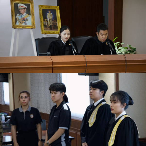 ภาพบรรยากาศการแสดงศาลจำลอง ตอน “หลักเขตของข้า ใครอย่าแตะ” เมื่อวันที่ 5 มีนาคม 2569 เวลา 13.00 – 15.00 น. รับชม Live สด ทางเพจ Facebook คณะนิติศาสตร์ มหาวิทยาลัยนเรศวร (ถ่ายทอดสดจากห้องศาลจำลอง คณะนิติศาสตร์ มหาวิทยาลัยนเรศวร)